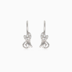 Silver drop earrings with kittens