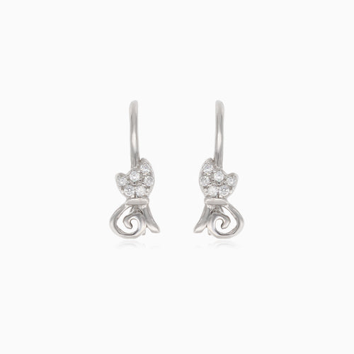 Silver drop earrings with kittens