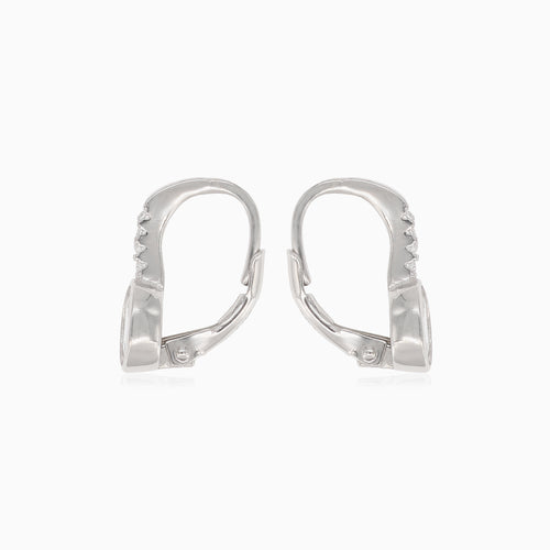 Silberne Tropfen-Ohrhänger mit ovalen Zirkonia-Steinen