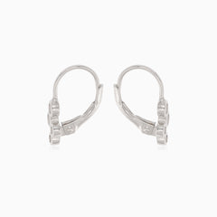 Stříbrné visací náušnice se čtyřmi zirkonovými kuličkami