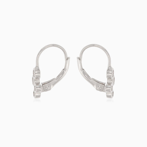 Stříbrné visací náušnice se čtyřmi zirkonovými kuličkami