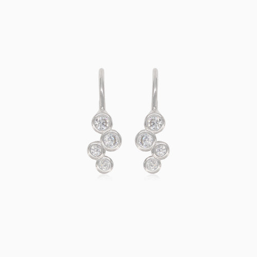 Stříbrné visací náušnice se čtyřmi zirkonovými kuličkami