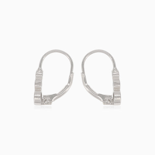 Silver drop earrings with three round cubic zirconia