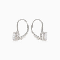 Silver drop earrings with round cubic zirconia