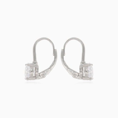 Silver drop earrings with round cubic zirconia