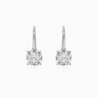 Silver drop earrings with round cubic zirconia