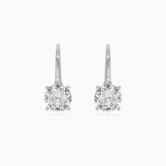 Silver drop earrings with round cubic zirconia