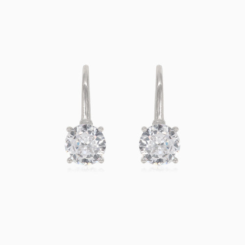 Silver drop earrings with round cubic zirconia