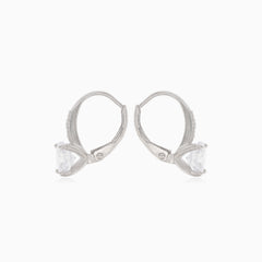 Silver earrings with round large cubic zirconia