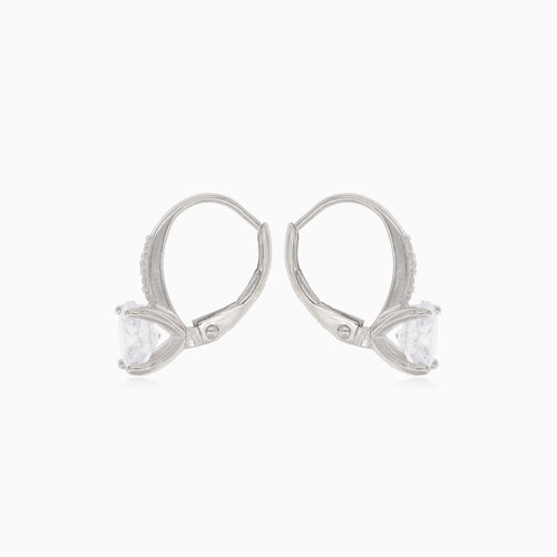 Silver earrings with round large cubic zirconia
