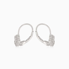 Stříbrné náušnice s kubickou zirkonovou květinou