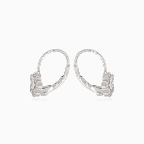 Stříbrné náušnice s kubickou zirkonovou květinou