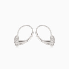Silver drop flower earrings with small cubic zirconia