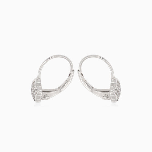 Silver drop flower earrings with small cubic zirconia