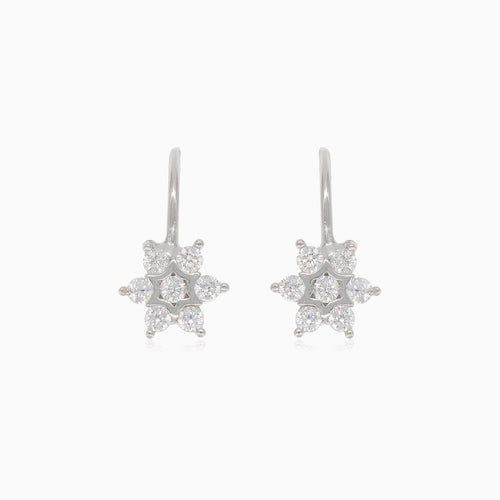 Silver cubic zirconia star drop earrings