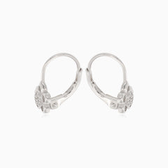 Stříbrné roztomilé květinové náušnice s kubickými zirkony