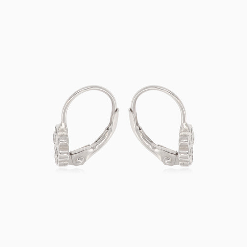 Silver elegant flower drop earrings