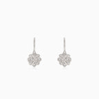 Silver elegant flower drop earrings