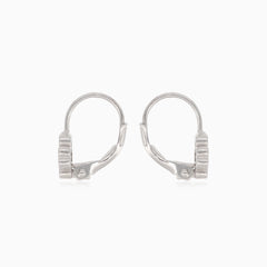 Silver four-leaf clover drop earrings