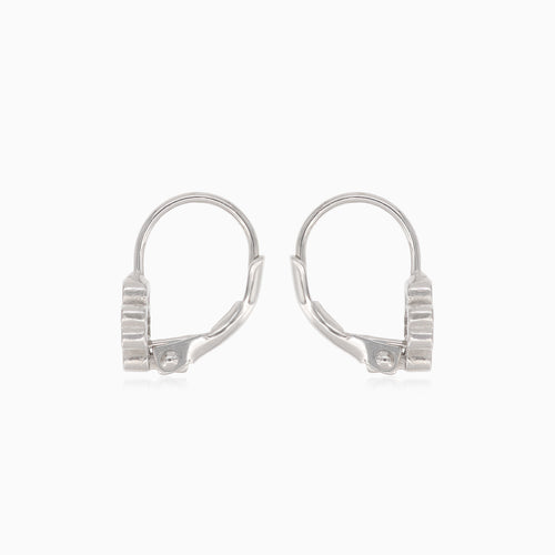 Silver four-leaf clover drop earrings