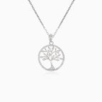 Silver pendant tree of life with cubic zirconia