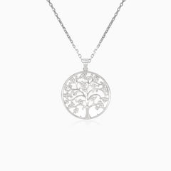 Silver large pendant tree of life with cubic zirconia