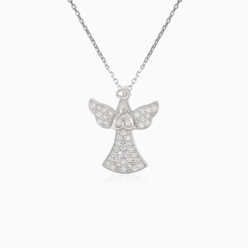 Pendentif complet en argent avec ange et zircon cubique