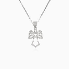 Pendentif ange en argent avec zircons cubiques