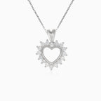 Colgante de corazón de plata con halo y circonita cúbica