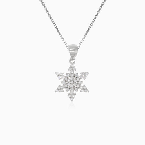 Colgante de plata con copo de nieve de circonita cúbica