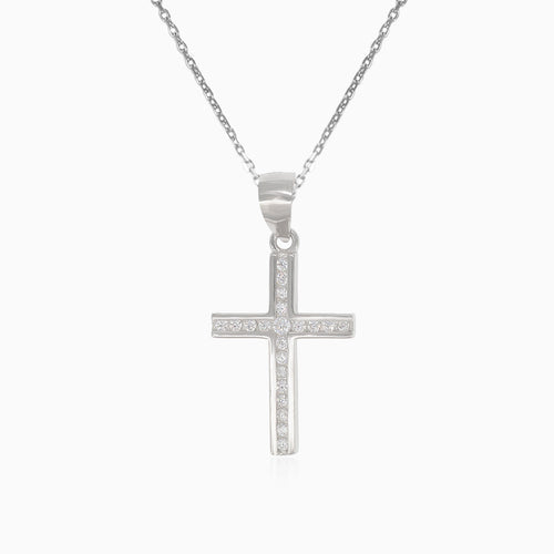 Silberanhänger Kreuz mit eingefassten Zirkonia