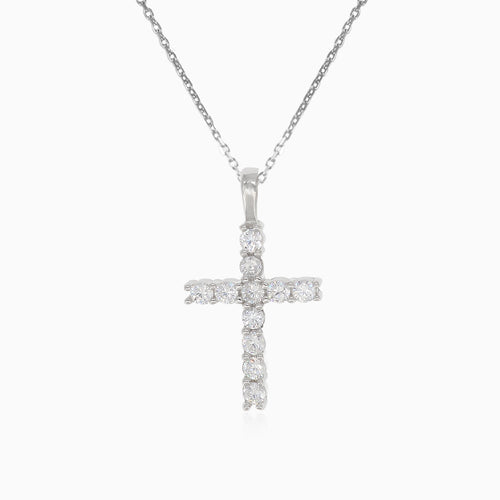 Silberanhänger Kreuz aus runden Zirkonia