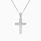 Pendentif en argent croix avec zircon cubique rond