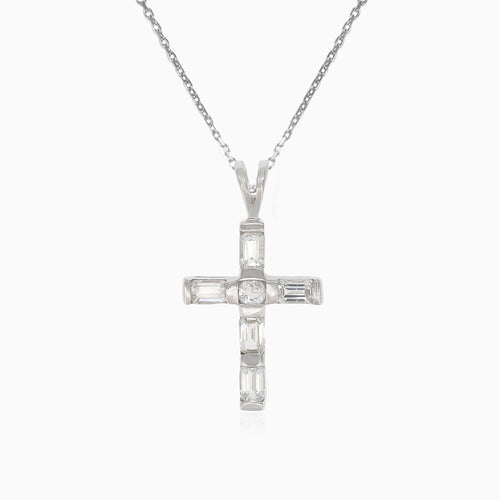 Silberanhänger Kreuz mit rechteckigen Zirkonia