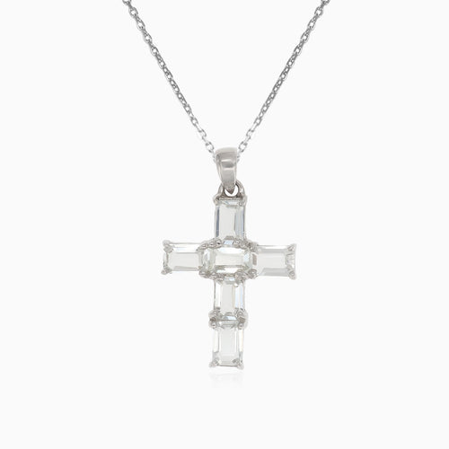 Silberanhänger Kreuz mit rechteckigen Zirkonia