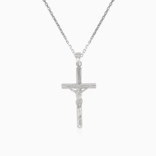 Silbernes großes Kreuz-Anhänger mit Jesus