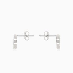 Silver stud earrings circle with cubic zirconia