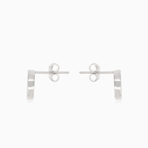 Silver stud earrings circle with cubic zirconia