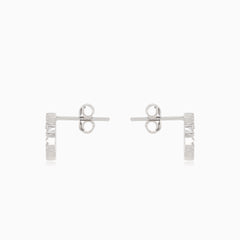 Silver earrings cubic zirconia circles