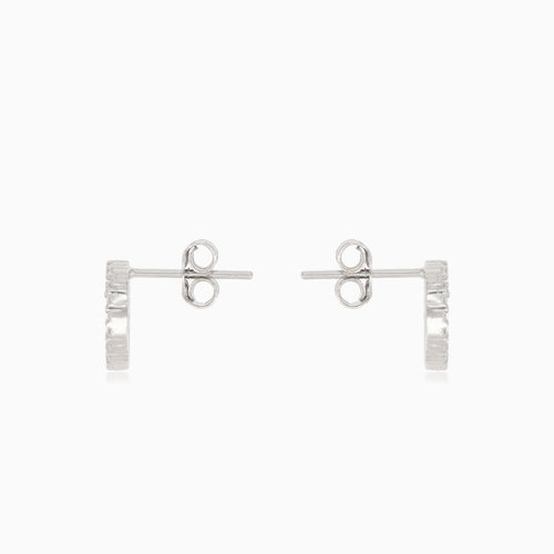 Silver earrings cubic zirconia circles