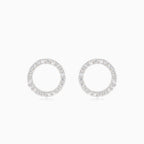 Silver earrings cubic zirconia circles