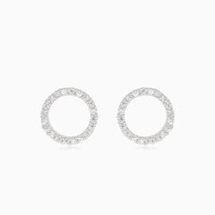 Silver earrings cubic zirconia circles