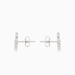 Silver cat stud earrings