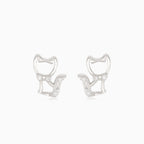 Silver cat stud earrings