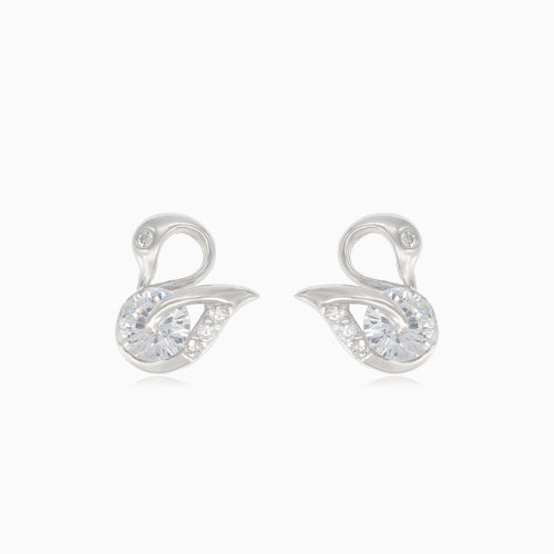 Silberner Schwan-Ohrstecker