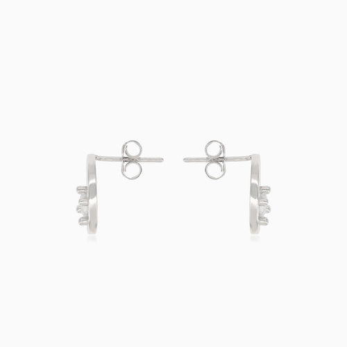Silberne Ohrstecker in Kreisform mit quadratischen Zirkonia-Steinen
