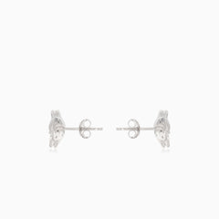 Silver stud earrings rose