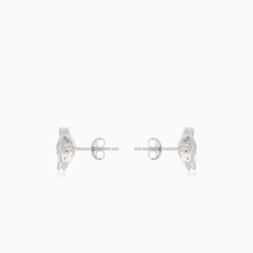 Silver stud earrings rose