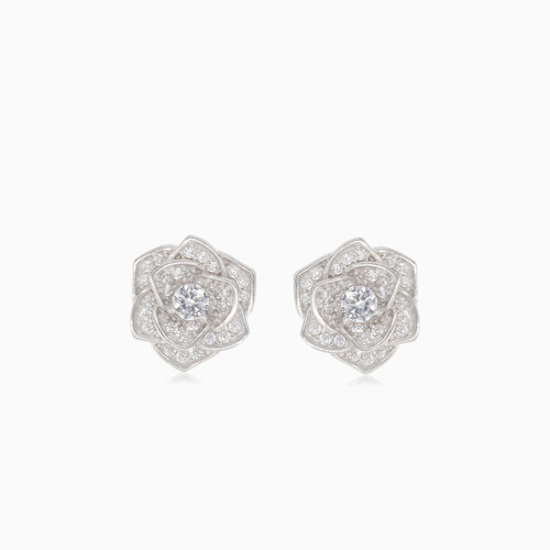 Silver stud earrings rose