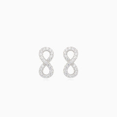 Silver infinity earrings with cubic zirconia